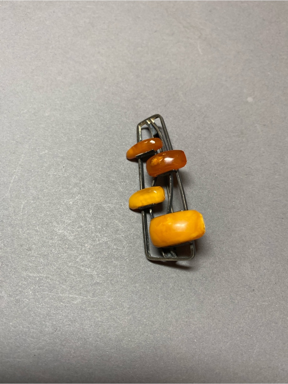 Vintage MCM Baltic Amber c clasp brooch pin